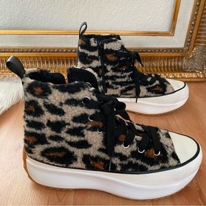 Steve Madden Shaft Faux Fur Leopard Sneakers